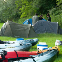 canoe +tente montee bivouac et canoe sur l'Ariège